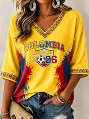 Damen T-Shirt mit Columbia-Football-Print