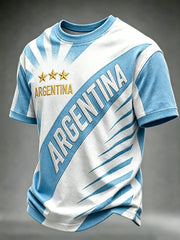 Herren Argentinien 2026 Fußballteam-Druck Kurzarm-T-Shirt