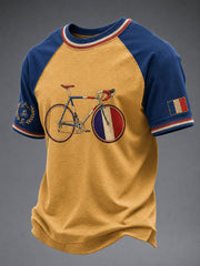 Herren T-Shirt mit kurzem Arm im französischen Fahrrad-Design