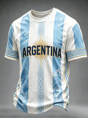 Men's 2026 Argentina Football Team Inspired Print Short Sleeves T-shirt