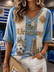 Damen T-Shirt mit V-Ausschnitt und halblangen Ärmeln
