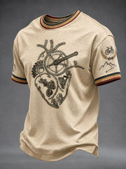 Herren Lustige Fahrradteile Herz Kurzarm T-Shirt