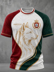 Herren T-Shirt mit portugiesischem Fußballmotiv und kurzen Ärmeln