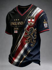Herren UK Fußball-Liebhaber England bedrucktes V-Ausschnitt T-Shirt