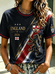 Damen UK Football Liebhaber England Bedrucktes Kurzarm-T-Shirt