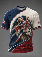 Britischer Löwen-Print Freizeit-T-Shirt für Herren