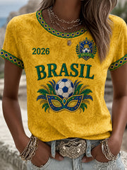 Damen Brasilien Fußball Fan Geschenk Kurzarm T-Shirt
