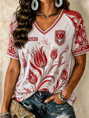 Damen Türkei Fußball V-Neck T-Shirts 2026