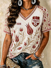 Damen Fußball V-Ausschnitt T-Shirts Türkei 2026
