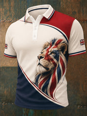 Herren-Freizeitpolo mit British-Lion-Print
