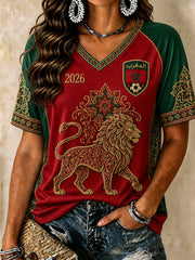 Damen 2026 Marokko Fußball V-Neck T-Shirts