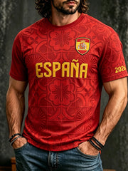 Herren-T-Shirt mit kurzen Ärmeln, inspiriert von der spanischen Fußballnationalmannschaft 2026
