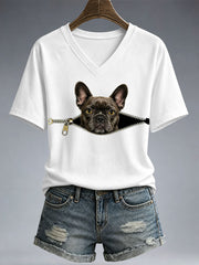 Damen Lustiges Französische Bulldogge Print T-Shirt