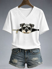 Women's Funny Schnauzer Print T-Shirt