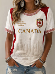 Damen Kanada Fußball Print Freizeit T-Shirt
