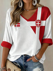 Damen Dänemark Fußball Waffel-T-Shirt