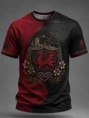 Herren T-Shirt mit walisischem Drachen-Print