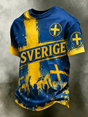 Herren T-Shirt mit schwedischem Fußball-Aufdruck