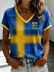 Women's Swedish Football Print Casual T-shirt