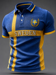 Herren Schwedische Fußball-Print Freizeit-Oberteil