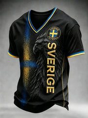 Herren Schweden Fußball V-Ausschnitt T-Shirt