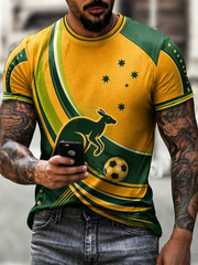 Herren-T-Shirt mit australischem Football-Print und kurzen Ärmeln