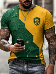 Herren T-Shirt mit Australian-Football-Print und kurzen Ärmeln