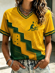 Damen Australian Football Print Kurzarm-T-Shirt