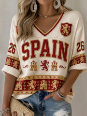 Damen Spanien Fußball Waffel-T-Shirt
