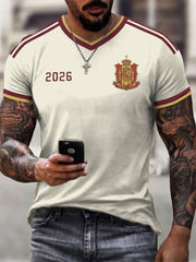 Herren Spanien Fußball V-Ausschnitt T-Shirt