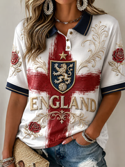 Damen-Poloshirt „UK Football Lover England“ mit Aufdruck