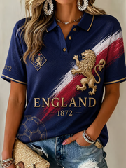 Damen UK Fußball-Liebhaber England bedrucktes Poloshirt