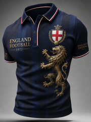 Herren Großbritannien Fußballliebhaber England bedrucktes Poloshirt