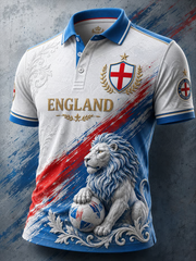 Herren UK Fußballliebhaber England bedrucktes Poloshirt