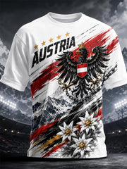 Herren T-Shirt mit Aufdruck „Österreichische Schneebedeckte Berge Motive“, Freizeit