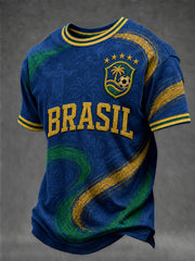 Herren Brasilien Fußball-Fan Geschenk Kurzarm-T-Shirt