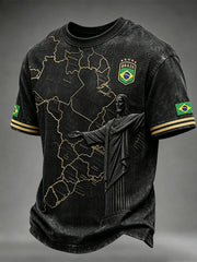 Herren T-Shirt mit von Brasilien inspiriertem Muster und kurzen Ärmeln