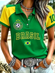 Women's Brazilian Football Print Casual T-Shirt
