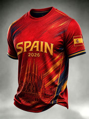 Men's Spain Football Lover Art Printed T-shirt