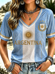 Argentinien V-Ausschnitt T-Shirt für Damen