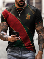 Herren T-Shirt Marokko-Print Kurzarm