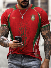 Herren T-Shirt mit Marokko-Print und kurzen Ärmeln