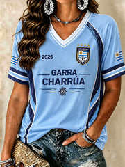 Uruguay Damen Fußball V-Ausschnitt T-Shirts