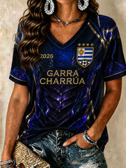 Women’s Uruguay Football V-Neck T-Shirts