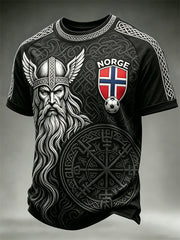 Herren Norge Fußball Wikinger Vegvisir Krieger Keltischer Druck Kurzarm T-Shirt
