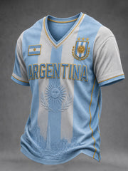 Herren Argentinien Fußball Kurzarm-T-Shirt