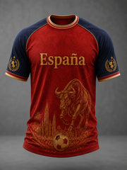 Men's Spanish Football Printed Casual short sleeves t-shirt
