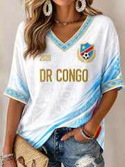 Damen T-Shirt mit lässigem Kongo-Fußball-Print