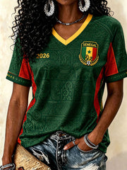 Damen V-Ausschnitt T-Shirts Fußball Senegal 2026
