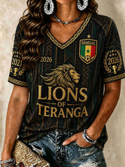 Senegal Fußball-V-Neck T-Shirts für Damen 2026